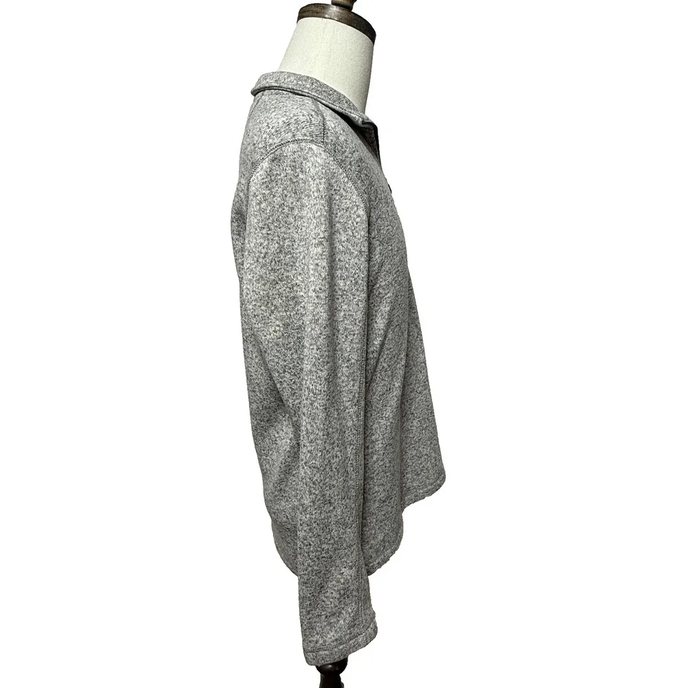 Eddie Bauer Sweater Mens Medium Gray Fleece 1/4‎ Zip Pullover Outdoors Hiking